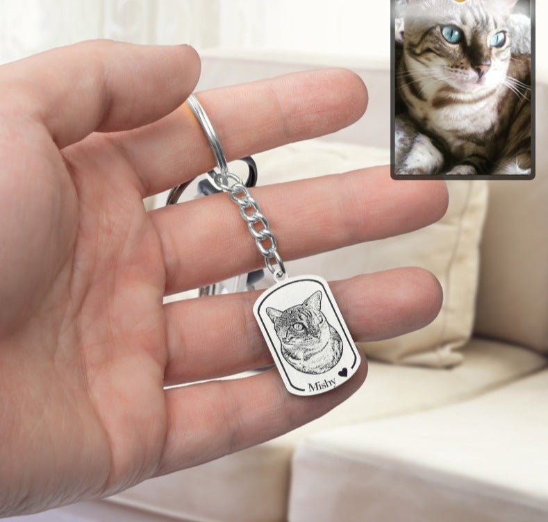 Silhuett katt medaljong nyckelring